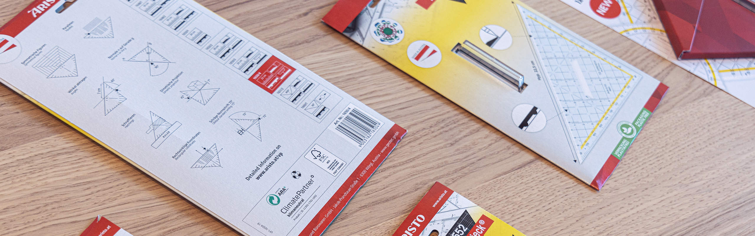 ARISTO Geodreieck und TZ Dreieck Verpackungen