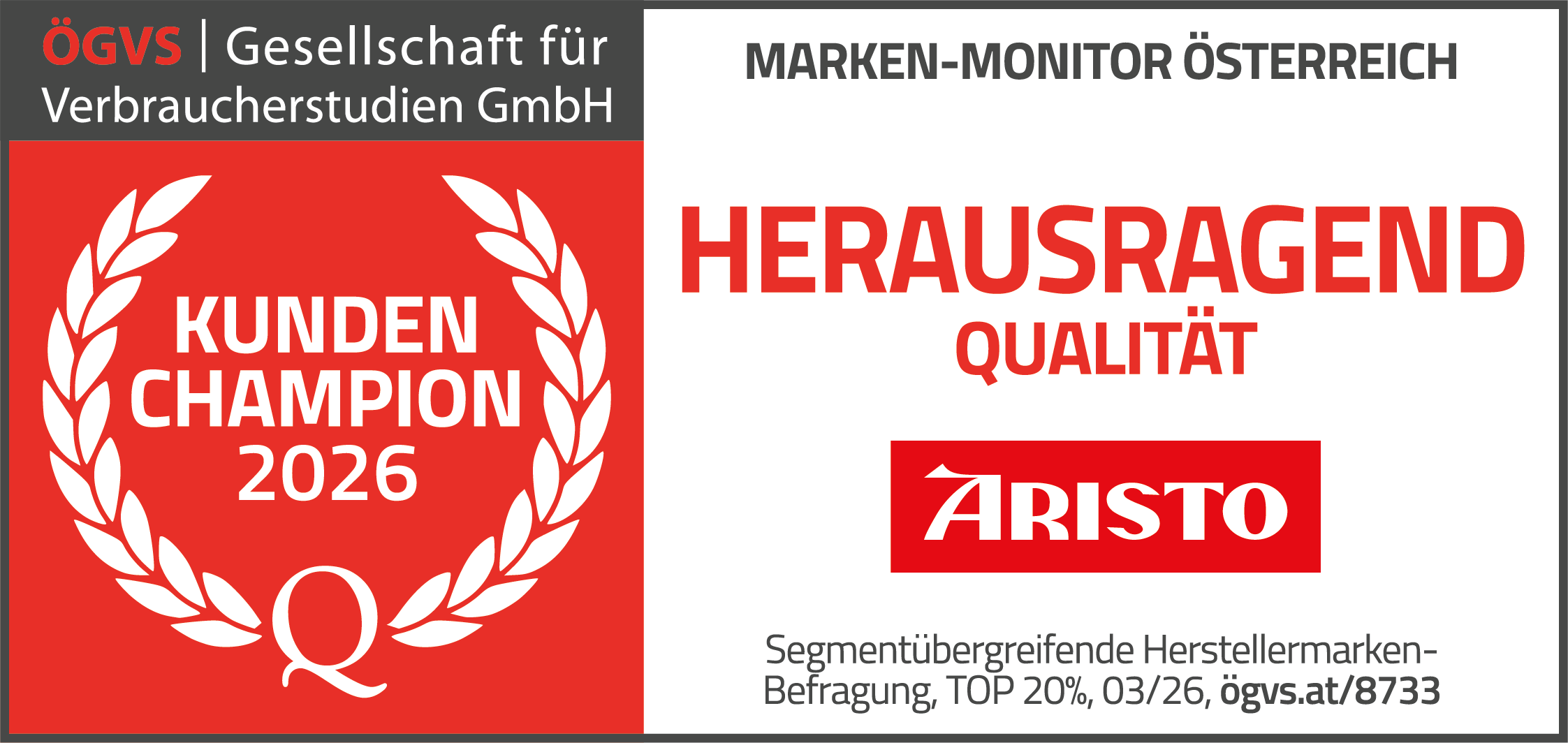 ÖGVS Auszeichnung für ARISTO